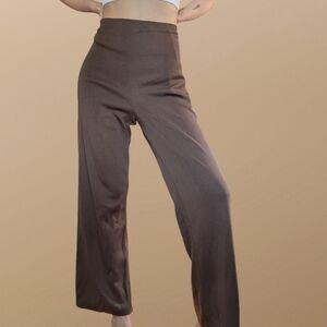Exclusively Misook Quiet Luxury Acrylic Knit Wide Leg Cropped Trousers Brown LP